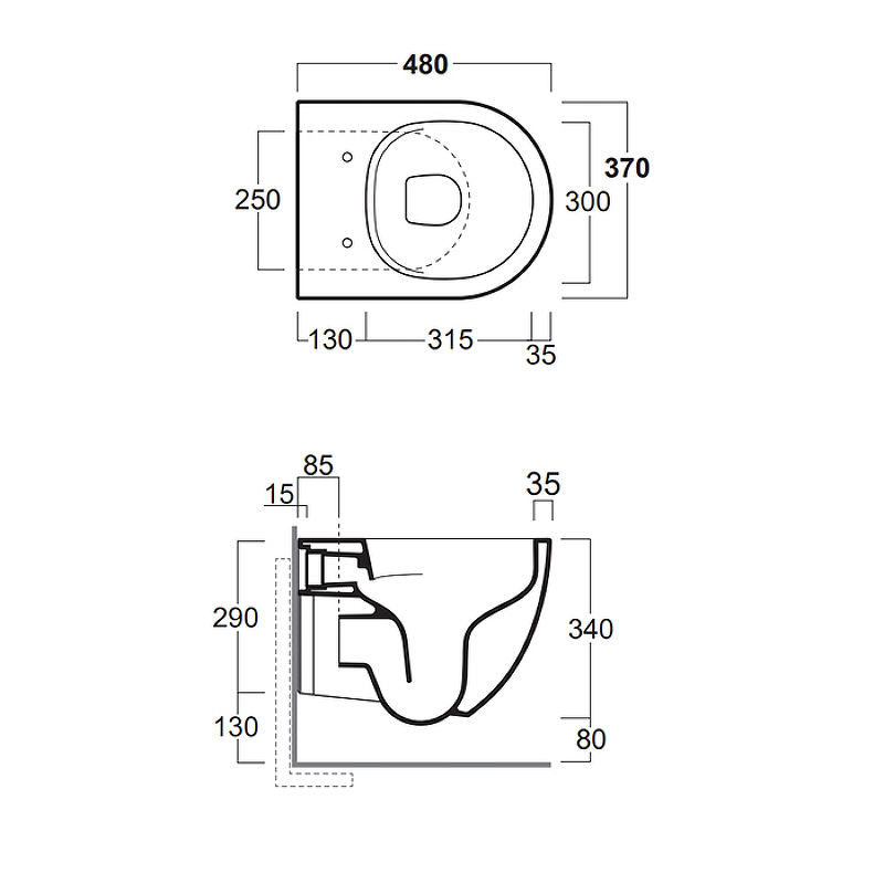 Чаша для подвесного унитаза Simas Vignoni белая без сиденья VI28bi - 1