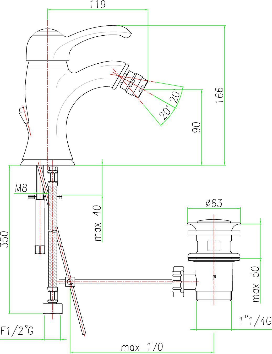 Смеситель для биде Fiore  бронза  47ZZ5321 - 1
