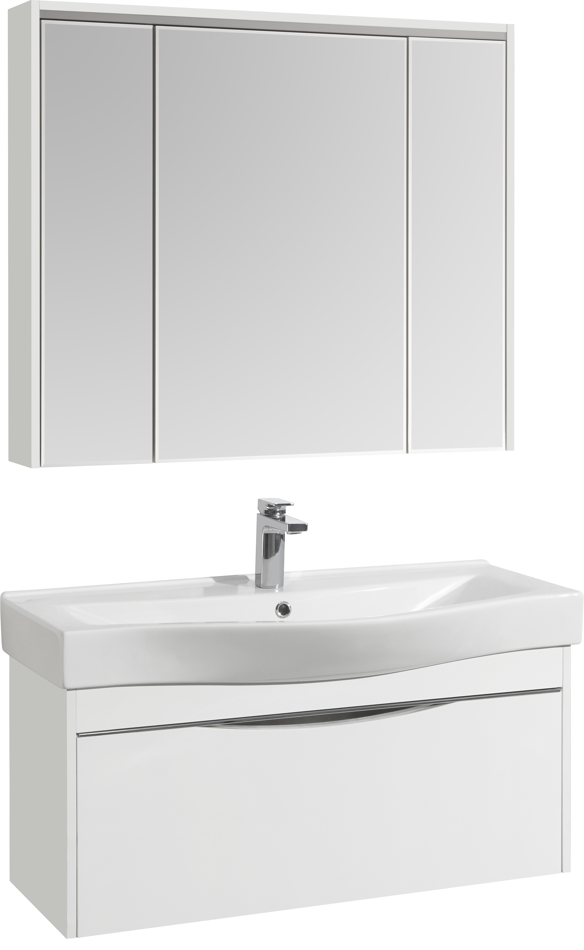 Зеркало-шкаф STWORKI Хельсинки 100 см, с подсветкой, навесной, большой,
белый, прямоугольный 1A243302HI010 - 3