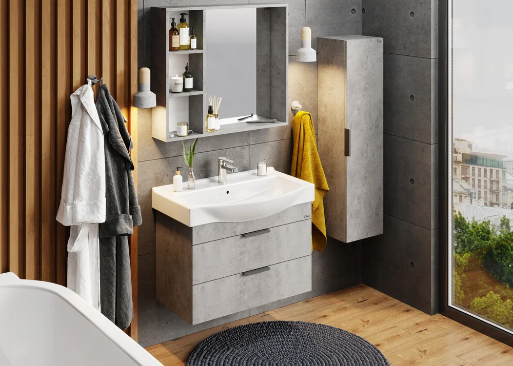 Тумба с раковиной Onika Девис 80 бетон чикаго - 2