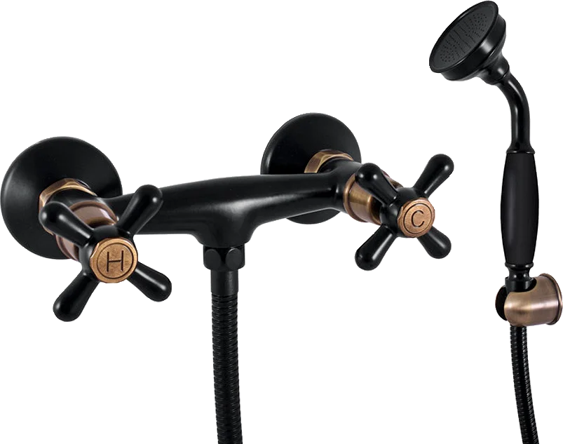 Смеситель для душа Rav Slezak Morava retro черный матовый - бронза MK180.5/1CMATSM - 0