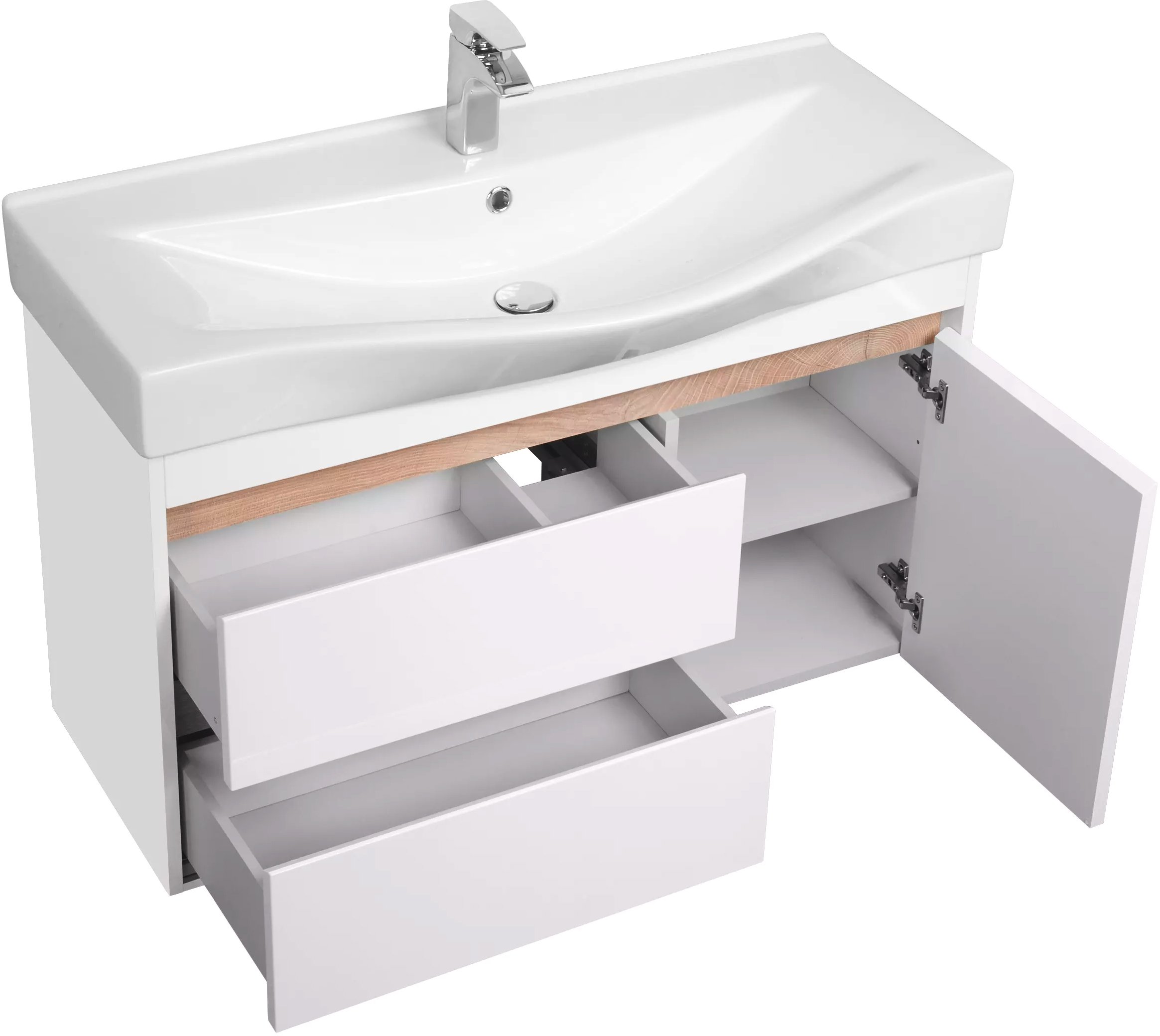 Тумба под раковину Aquaton Нортон 100 белый глянец 1A249001NT010 - 2