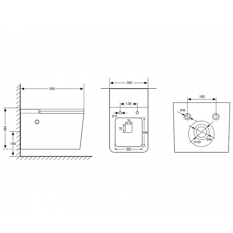Подвесной унитаз Abber Rechteck белый с сиденьем микролифт AC1202P - 4
