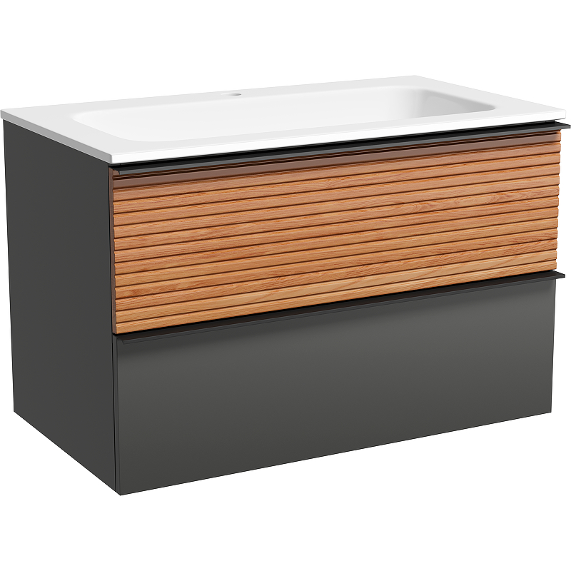 Тумба под раковину Sancos Delta 79х44 серая - светлое дерево DL80GR - 0