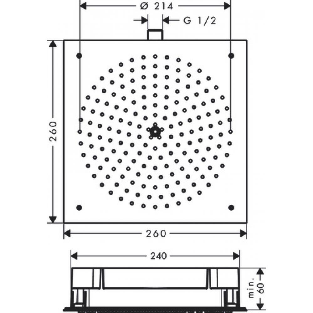 Верхний душ 24х24 см, 1 режим струи Hansgrohe Raindance Air 26481000, хром - 1