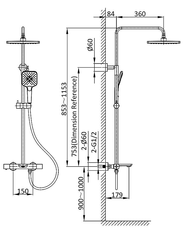 Душевая стойка Vincea Next хром VSFS-1N1TCH - 2
