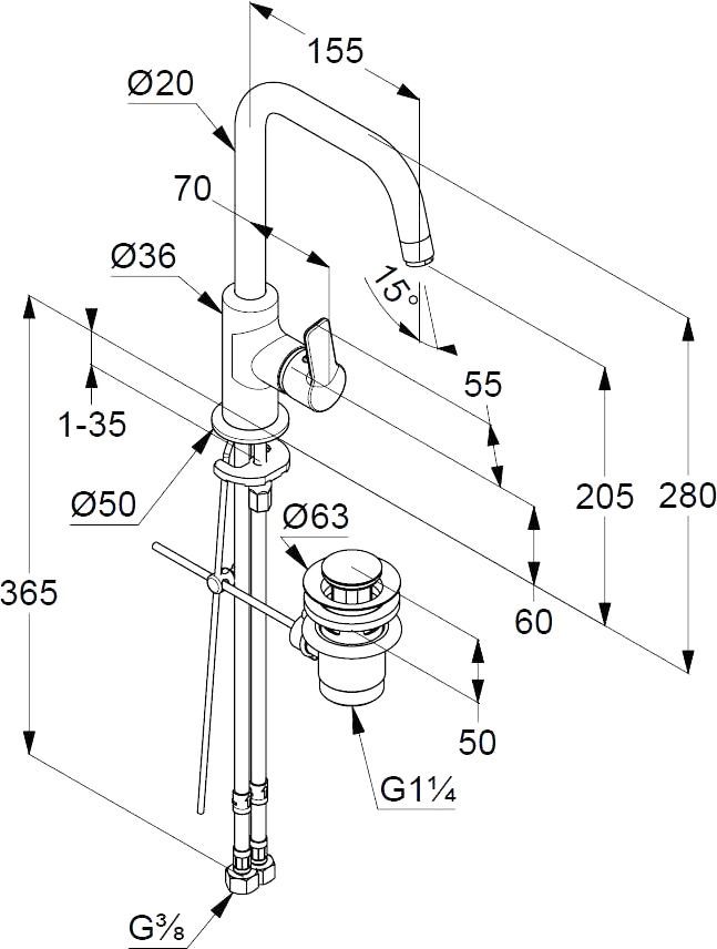 Смеситель Kludi Pure&Easy для раковины 370230565 - 1