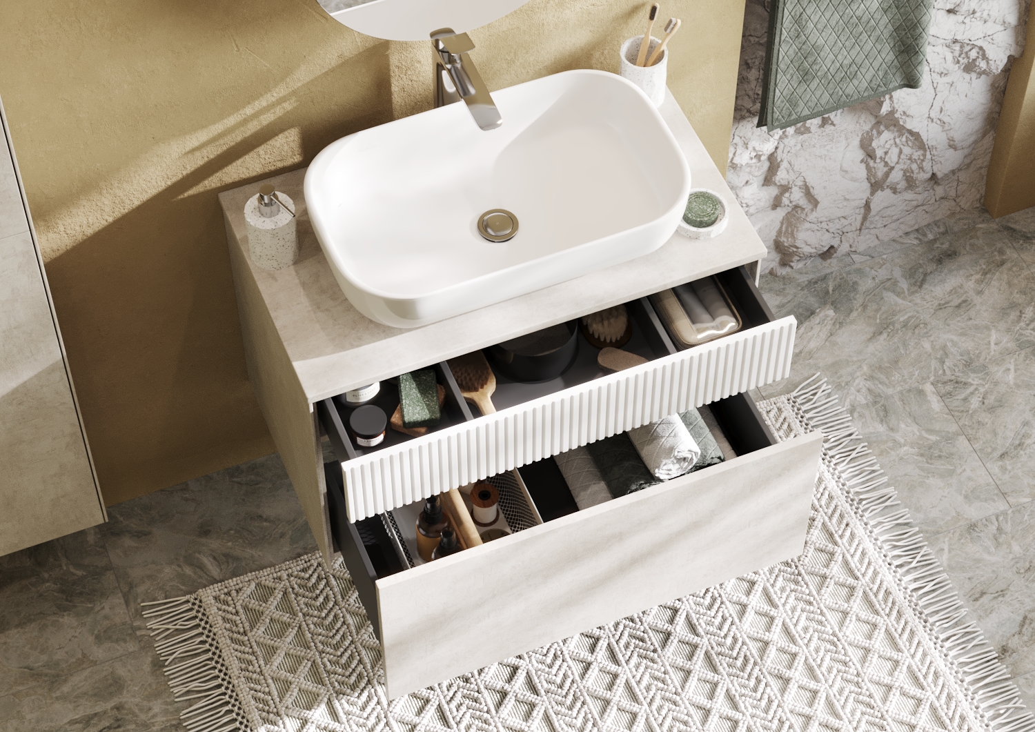 Тумба под раковину Aquaton Марбл 80 белый-серый 1A276201MH4C0 - 22