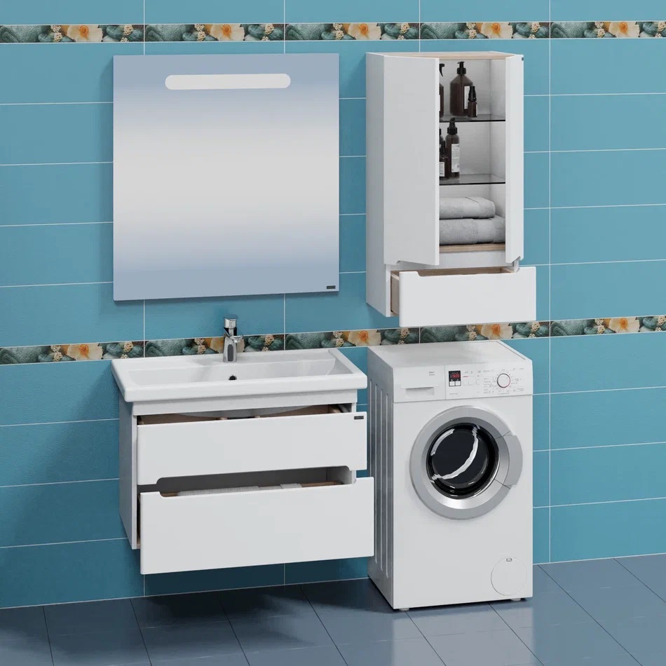 Тумба с раковиной подвесная Санта Лондон 80 белый - 3