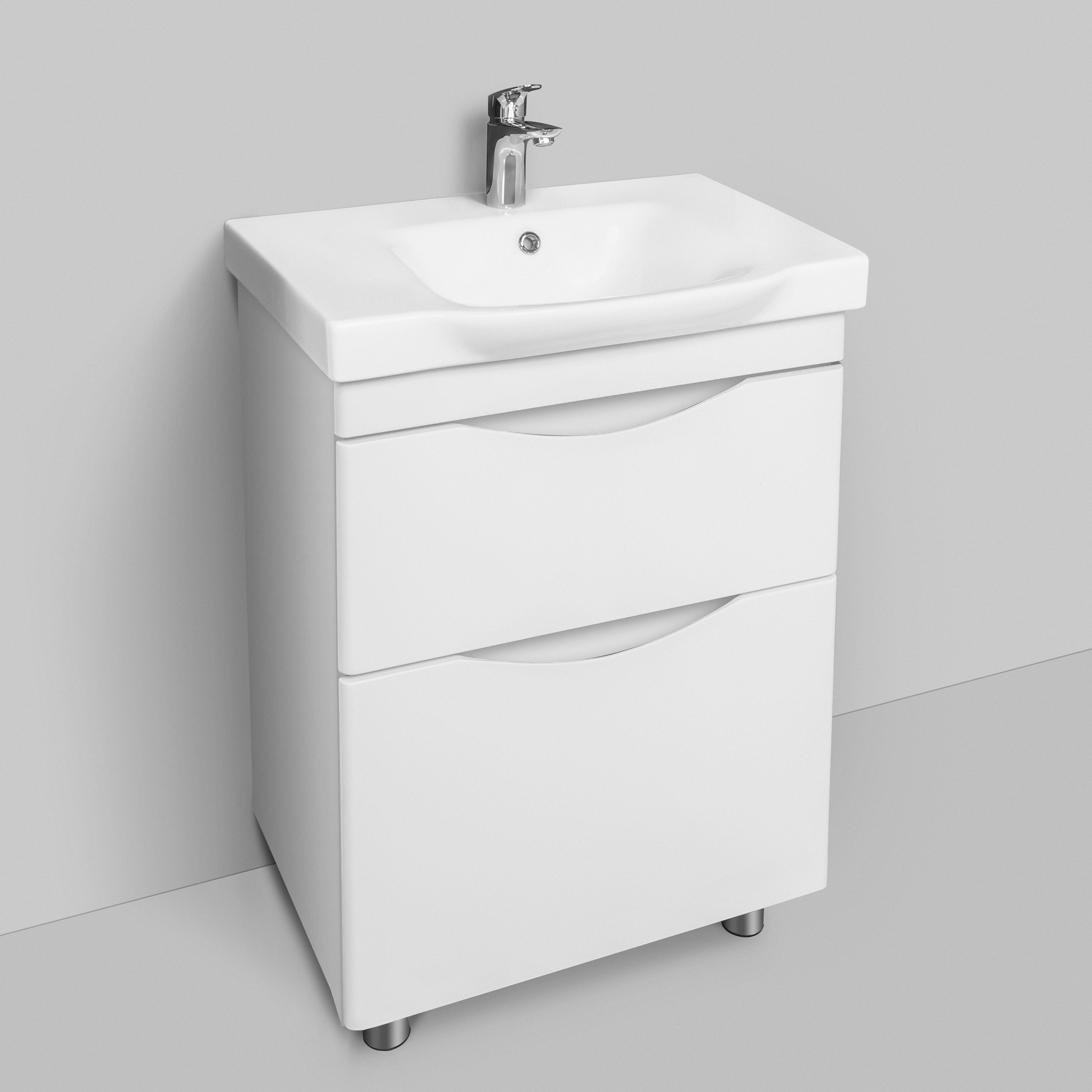 Тумба для комплекта Am.Pm Like 65 напольная, белый глянец M80FSX0652WG - 3