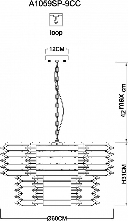 Подвесная люстра Arte Lamp Caravaggio A1059SP-9CC - 2
