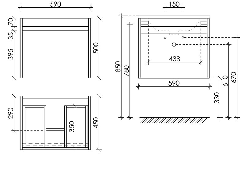 Тумба под раковину подвесная Sancos Smart 60 белый глянцевый SM60W - 4