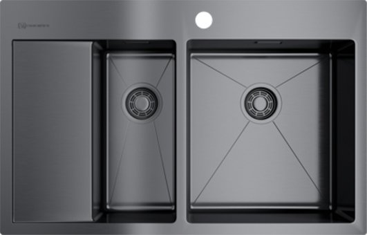Мойка кухонная Omoikiri Akisame 78-2-GM-R вороненая сталь 4973102 - 0