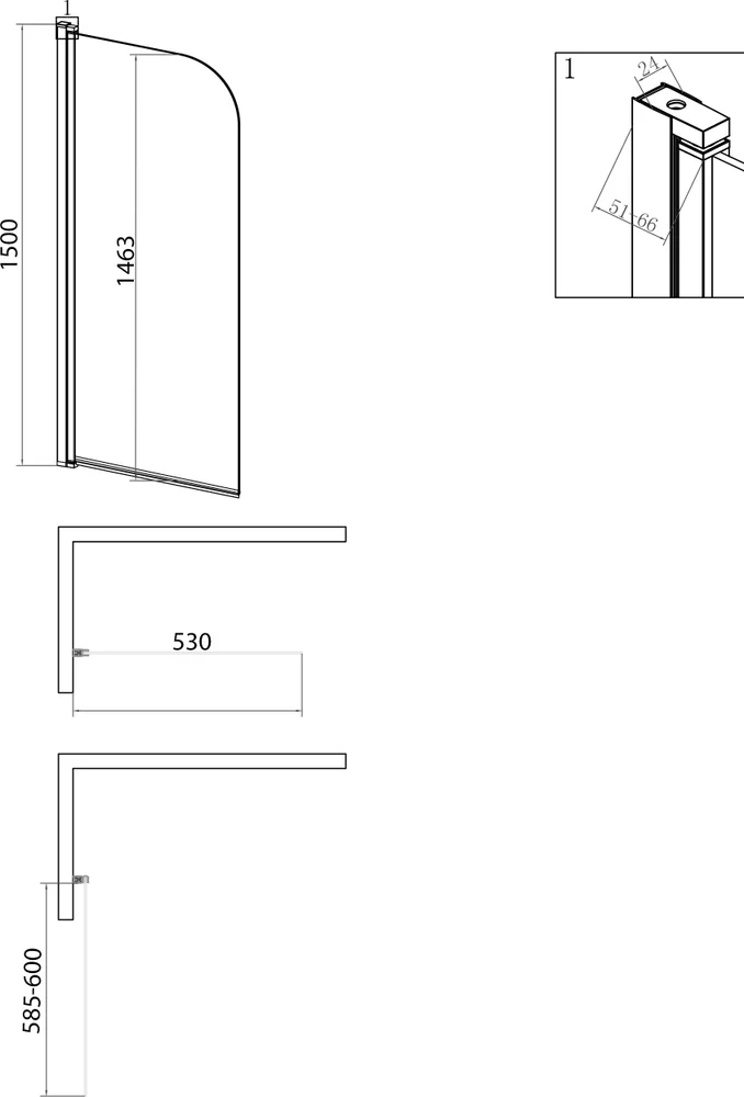Шторка на ванну RGW Screens SC-109 60x150 профиль хром стекло прозрачное 351100906-11 - 4