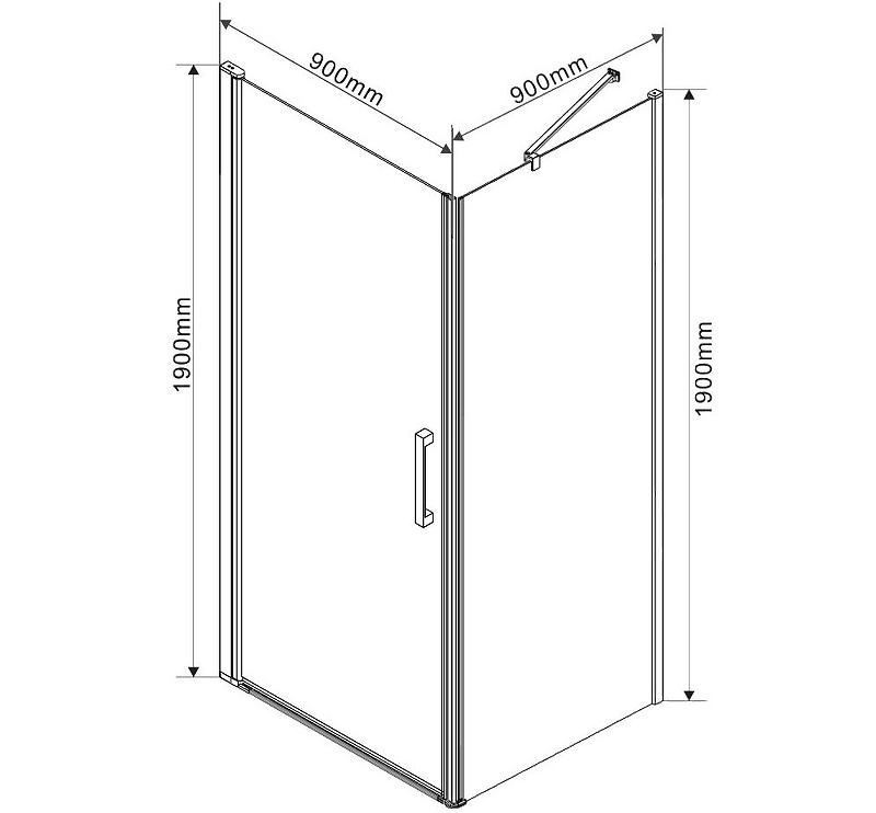 Душевой уголок Vincea Orta 90х90 хром стекло рифленое левый VSR-1O9090CH-L - 1