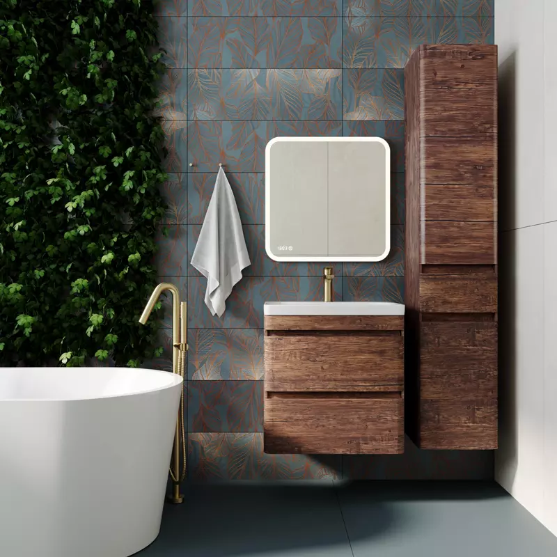 Шкаф-пенал Style Line Атлантика 35 L с бельевой корзиной темное дерево СС-00002222 - 3