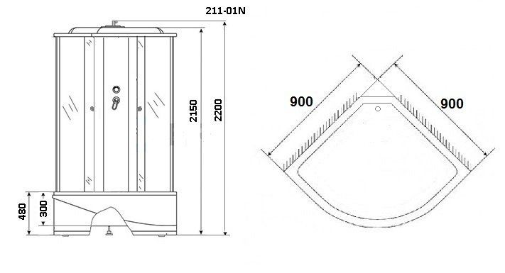 Душевая кабина Niagara  90x90 см (NG-211-01N) 2110134N - 1