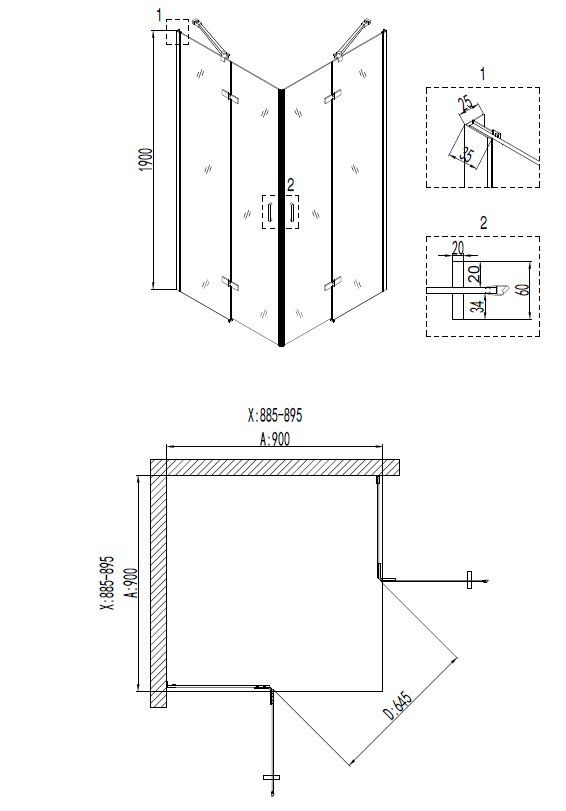 Душевой уголок Niagara Nova NG-6613-08 90x90, квадратный 66130811 - 2