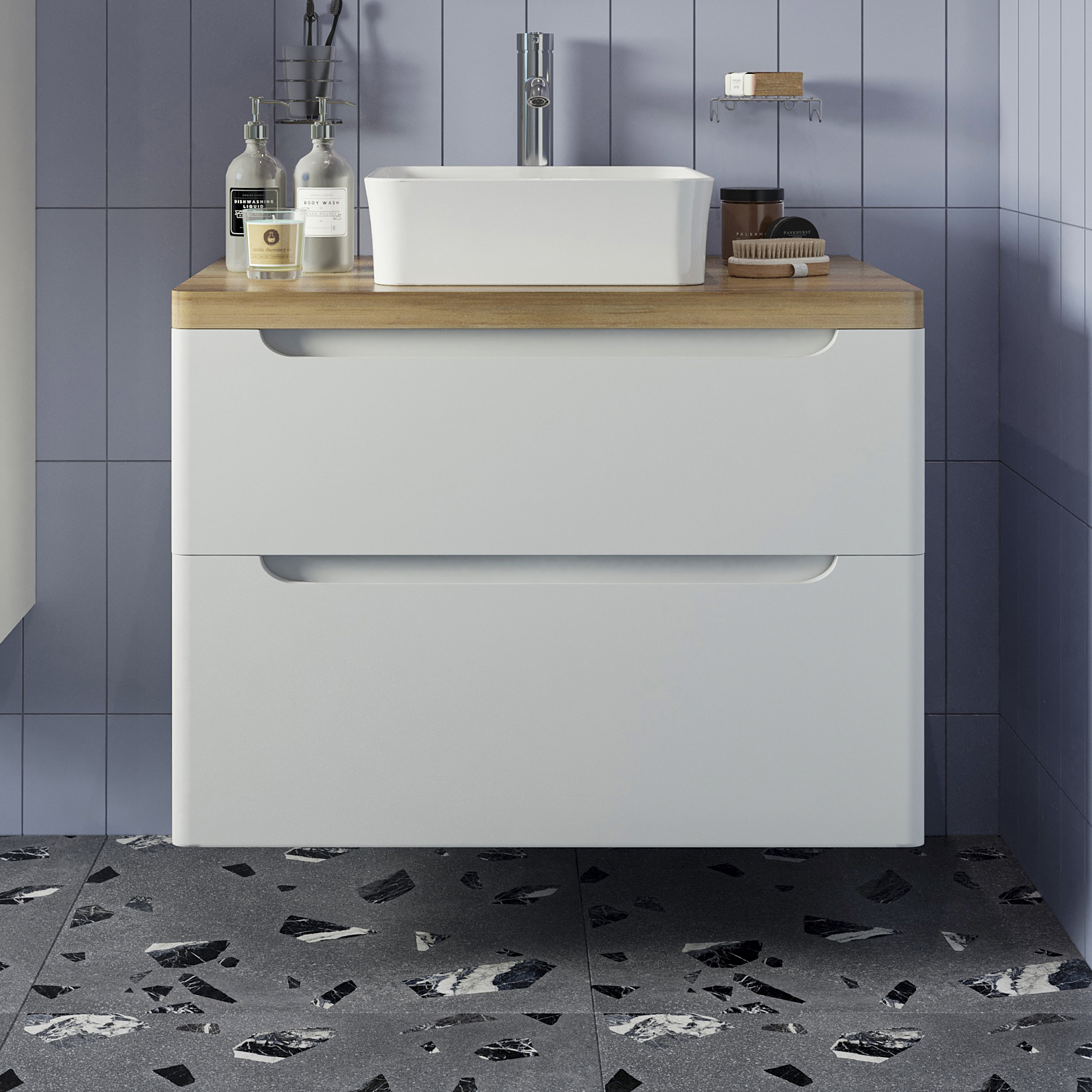 Тумба с раковиной STWORKI Берген 80 белая 566885 - 0