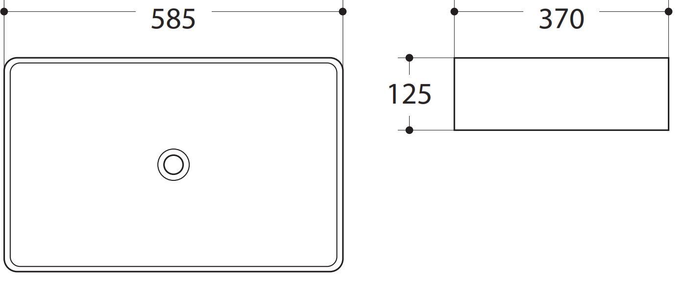 Раковина керамическая накладная AM-7655-X, цвет белый, 585х370х125 - 1
