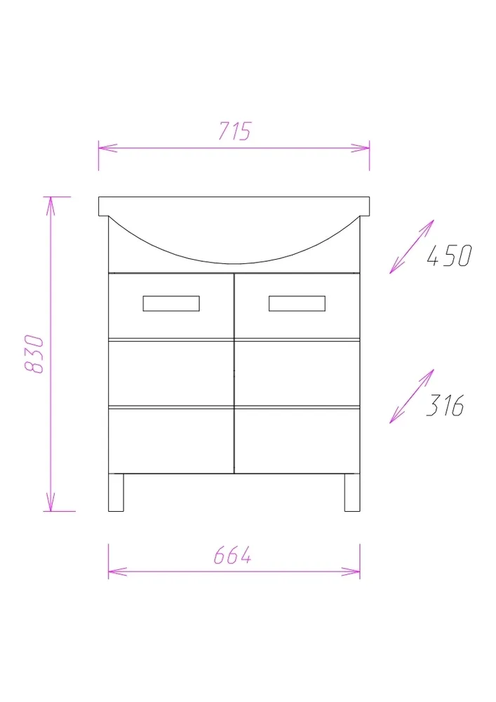 Комплект мебели Onika Балтика 70 белый - 4