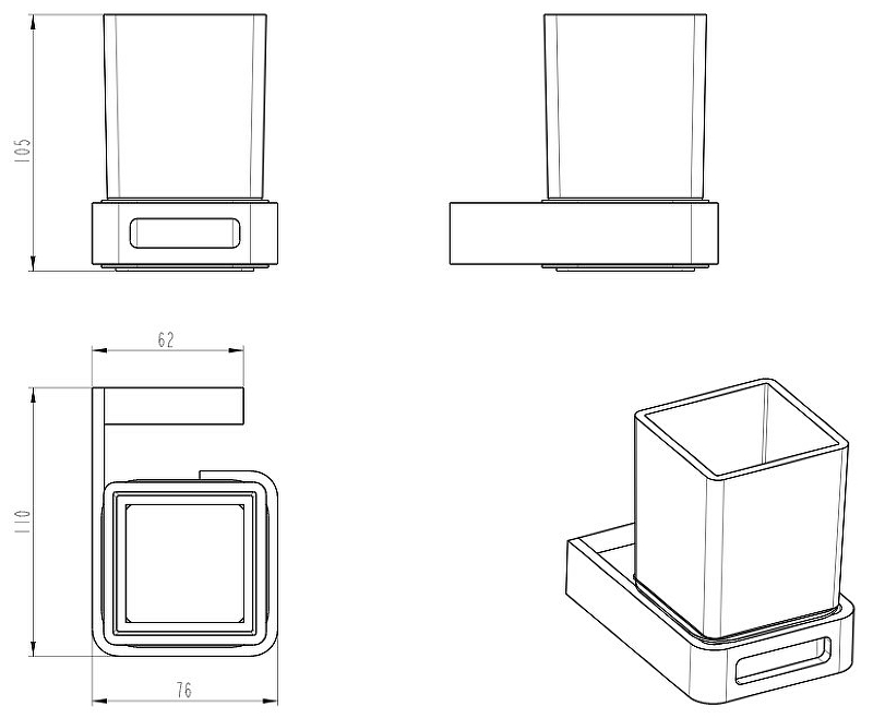 Стакан для зубных щеток Boheme Q черный глянцевый 10944-SGM - 1