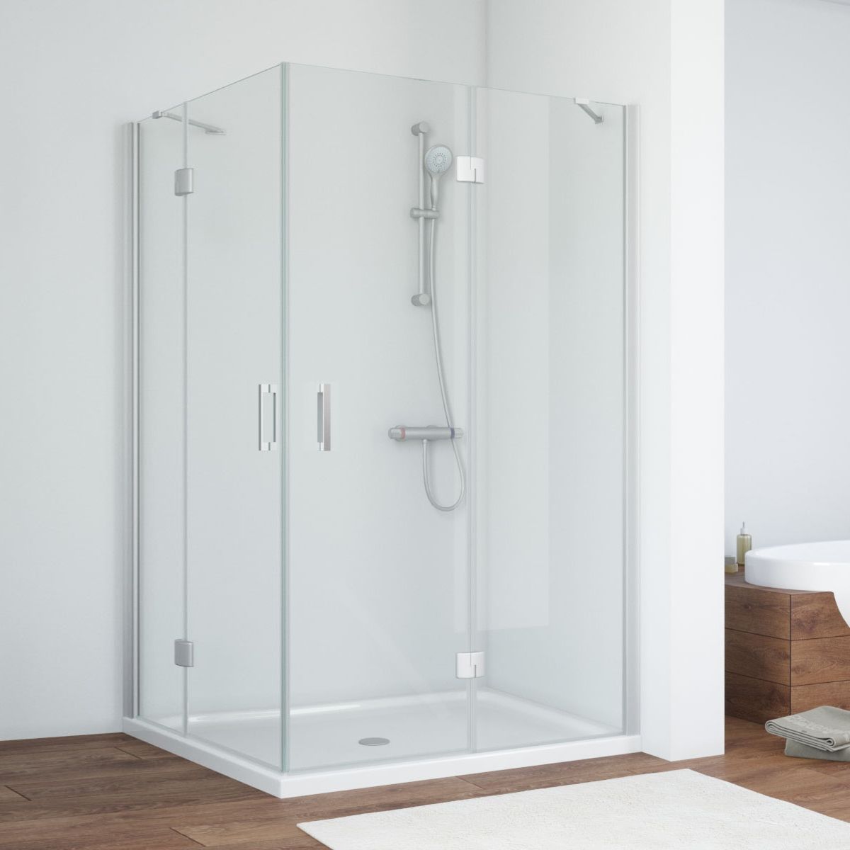 Душевой уголок Vegas Glass AFA-F 110*100 07 01 R профиль матовый хром, стекло прозрачное - 0