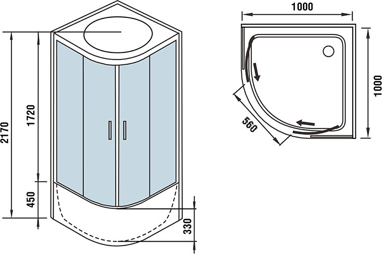 Душевая кабина Weltwasser WW500 Halle 1004 100х100 хром  10000003249 - 18