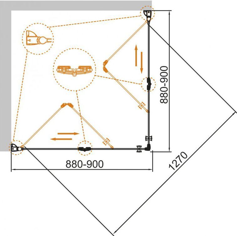 Душевой уголок Cezares Eco  ECO-O-AS-2-90-C-Cr - 1