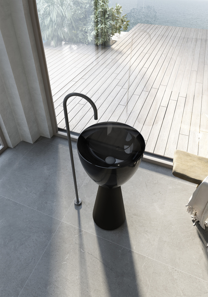 Раковина отдельностоящая прозрачная ABBER AT2703Onyx-Black черный/черный матовый - 2