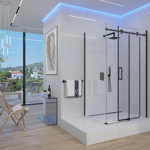 Душевой уголок Veconi Rovigo 120х80, черный  RV074B-12080-01-C4 - 1