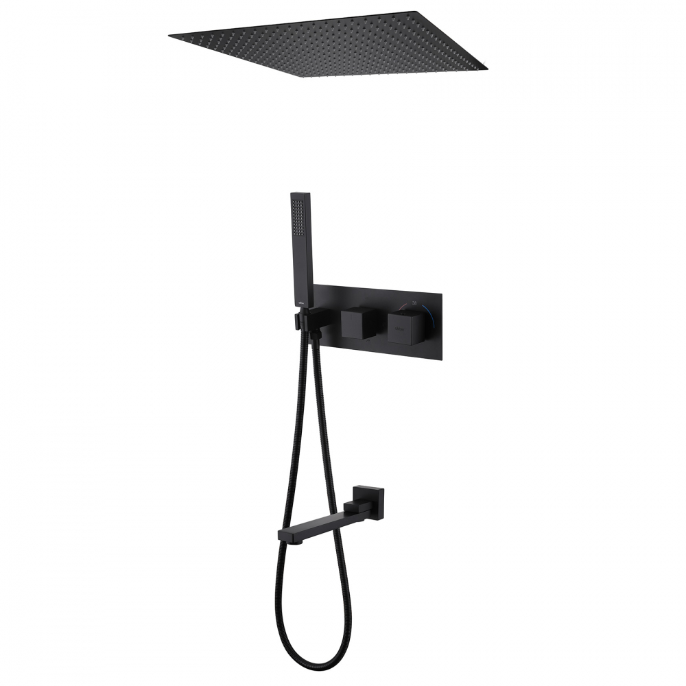 Душевой комплект Abber Daheim с термостатом черный матовый AF8254B - 0