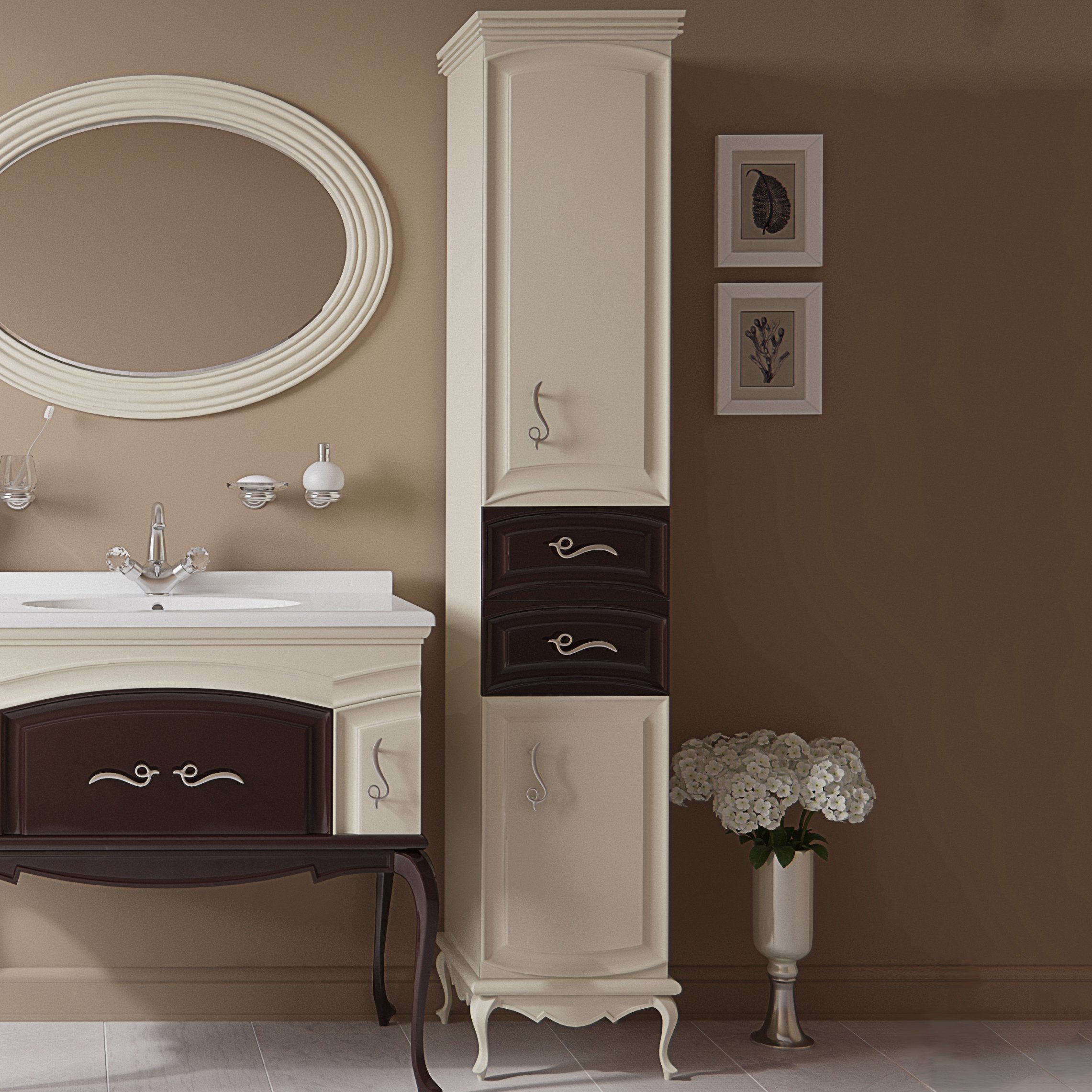 Шкаф-пенал Misty Флоренция бежево-коричневый R Л-Фло05035-461П - 0