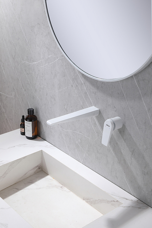 Смеситель для раковины встраиваемый Abber Zeitlos белый матовый AF8912W - 1