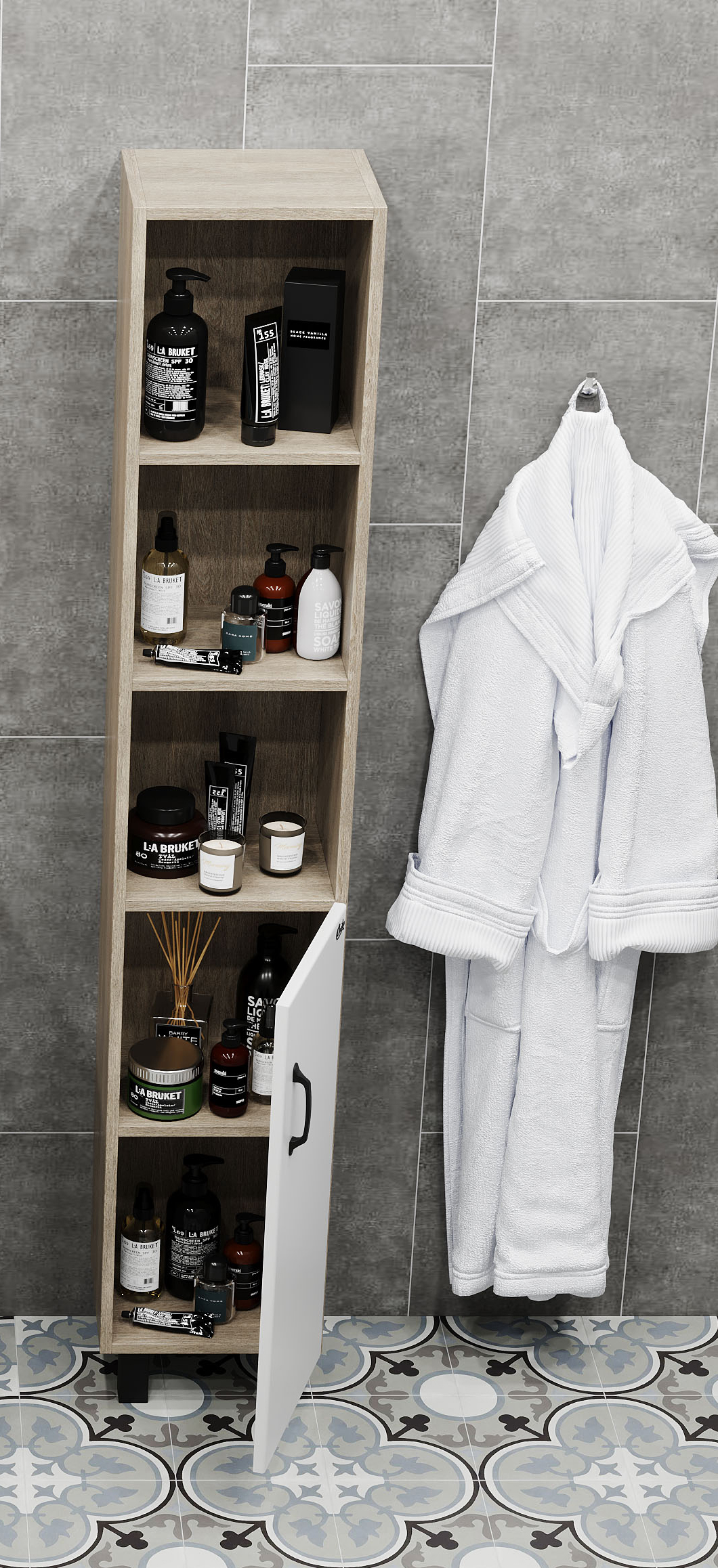 Шкаф-пенал Onika Тимбер 30.01 R белый - светлое дерево 403066 - 5