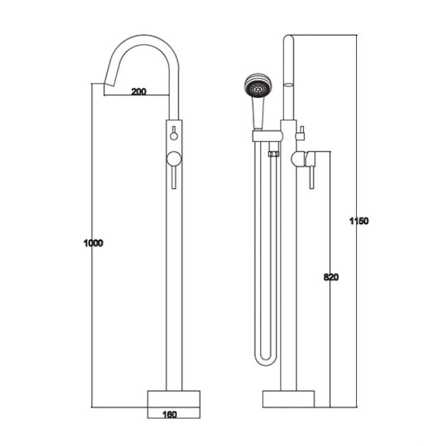 Смеситель Kaiser Merkur 26182 напольный, для ванны с душем - 1