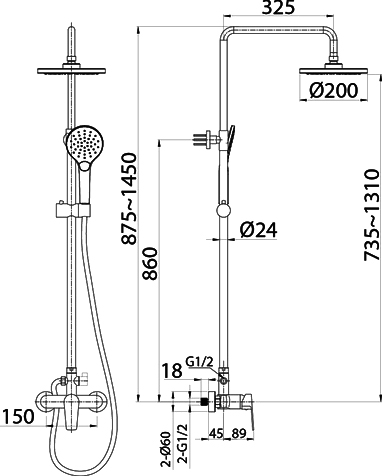 Душевая стойка Milardo Simp SIMSB1FM89 - 4