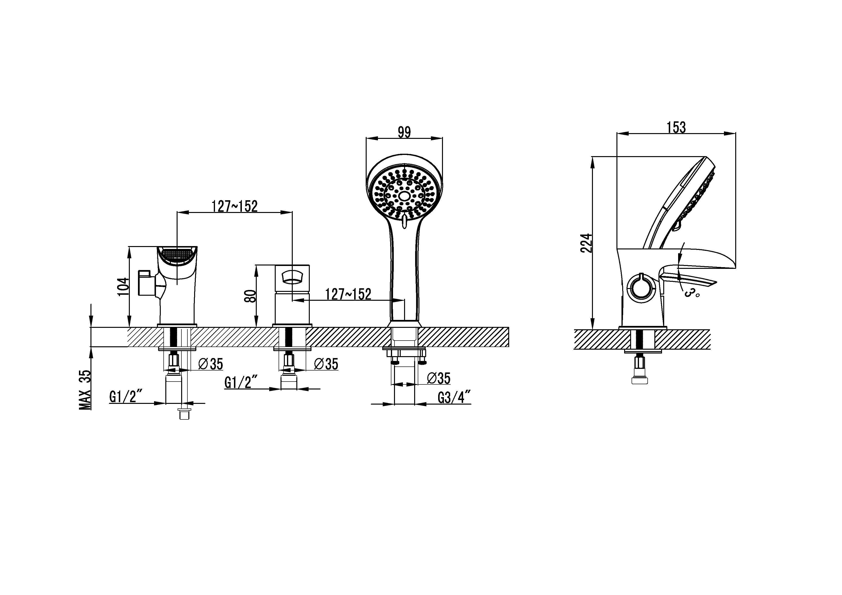 Смеситель для ванны Lemark Atlantiss хром  LM3245C - 1