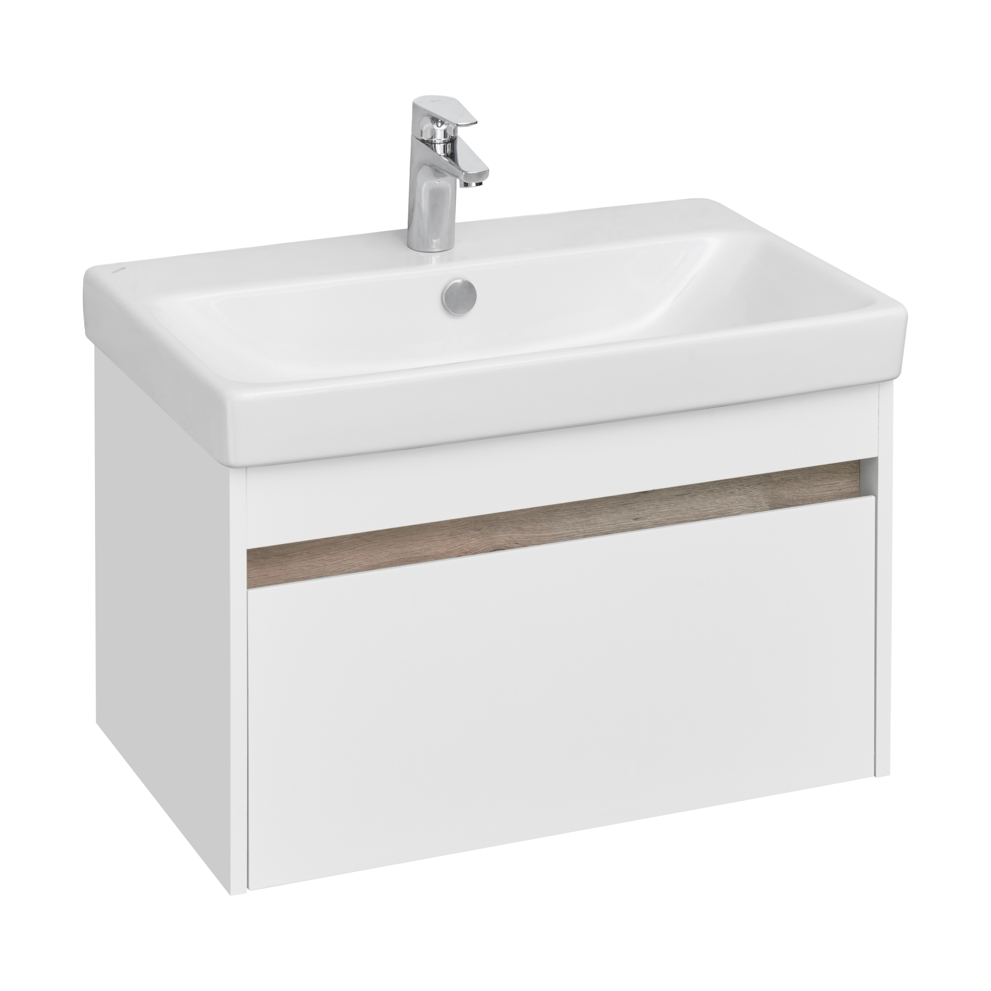 Тумба под раковину Aquaton Марти 70 белый-светлое дерево  1A267501MY010 - 1