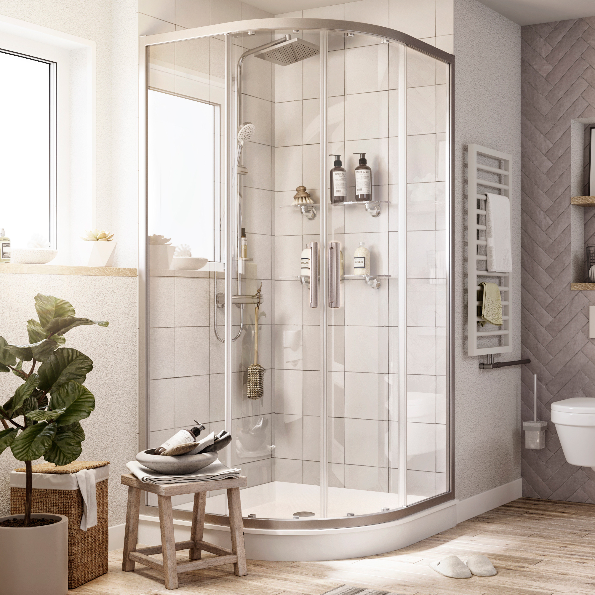 Душевой уголок STWORKI Хельсинки DE018RL9090200 90x90 см профиль хром матовый 3GW002TTKK000 - 0