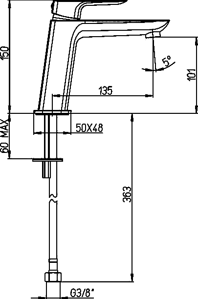 Смеситель для раковины Paini Nove 09CR205ME - 2