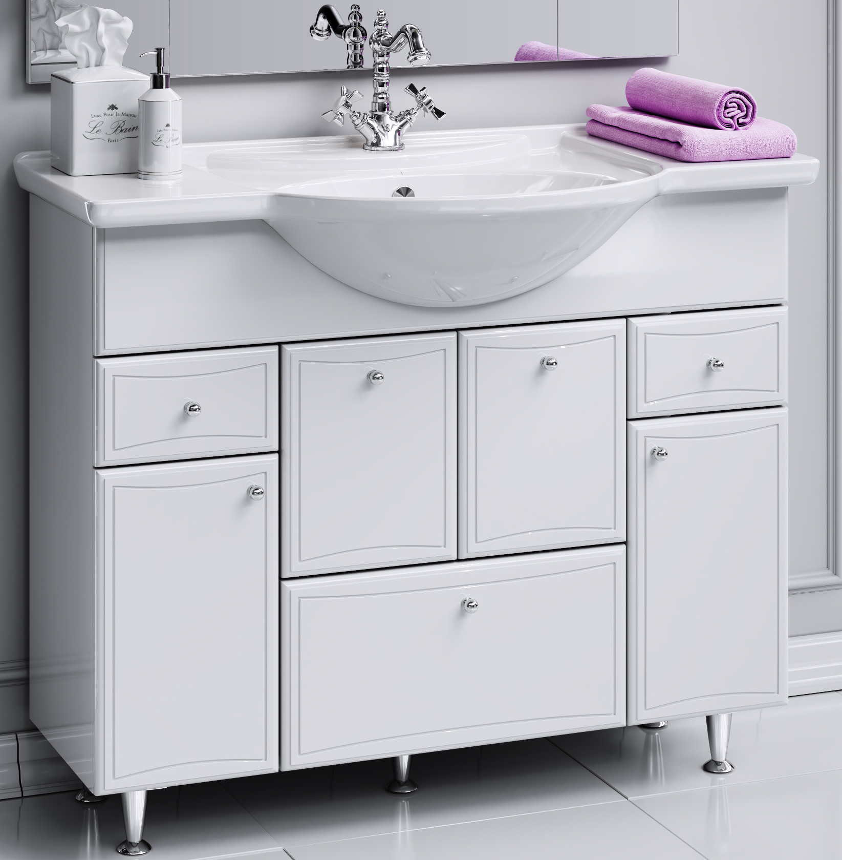 Тумба для комплекта Aqwella Барселона Люкс 105 с бельевой корзиной BA0110K - 1