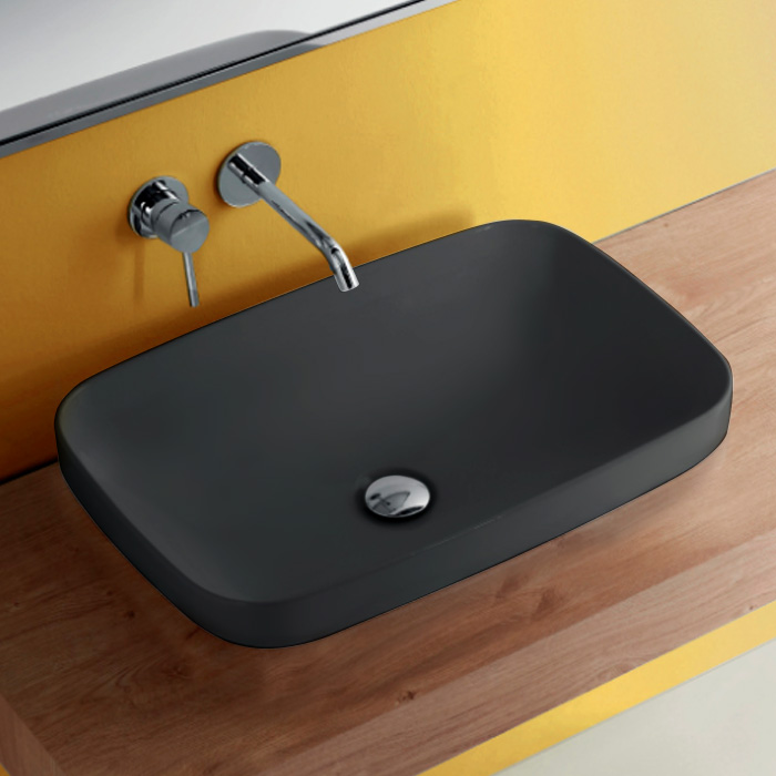 Kerasan Tribeca Раковина встраиваемая/накладная 60х38см, без отв. под смеситель, цвет: черный матовый 514331 - 0