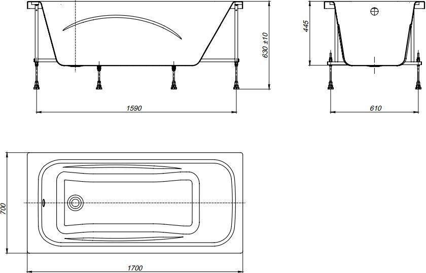 Акриловая ванна Roca Line 170x70 см белая ZRU9302924 - 1