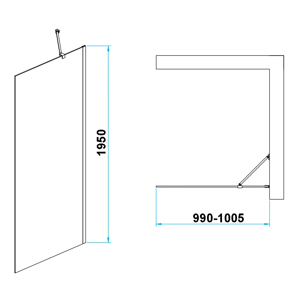 Душевая перегородка RGW Walk In WA-110 100х195 профиль хром стекло прозрачное 351011010-11 - 1