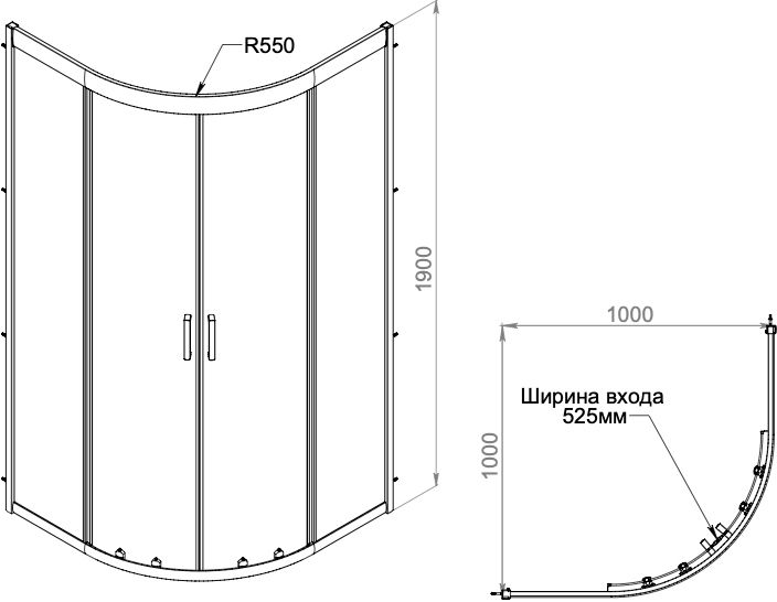 Душевой уголок AM.PM Gem W90G-401-100WT 100x100 с поддоном, с душевой стойкой - 6