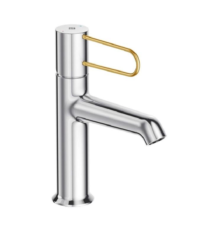 E21028-GLD-CP смеситель для раковины ODEON RIVE GAUCHE с донным клапаном (хром/золото) - 0