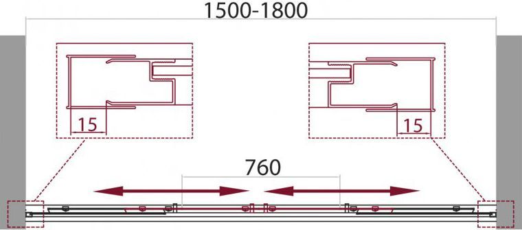 Шторка на ванну BelBagno Unique VF-2-150/180-140-P-Cr стекло punto UNIQUE-VF-2-150/180-140-P-Cr - 2