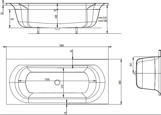 Акриловая ванна Jacob Delafon Elise  E60283-00 - 2