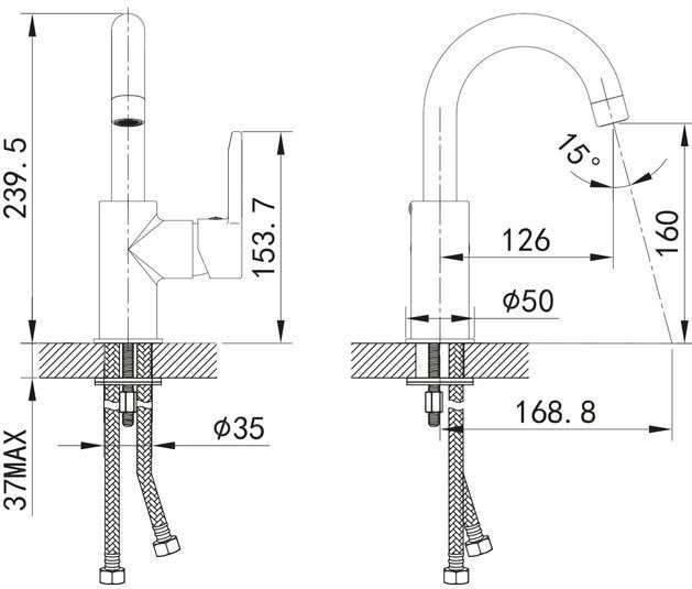 Смеситель для умывальника IDDIS Sena с поворотным изливом  SENSBR0i01 - 2